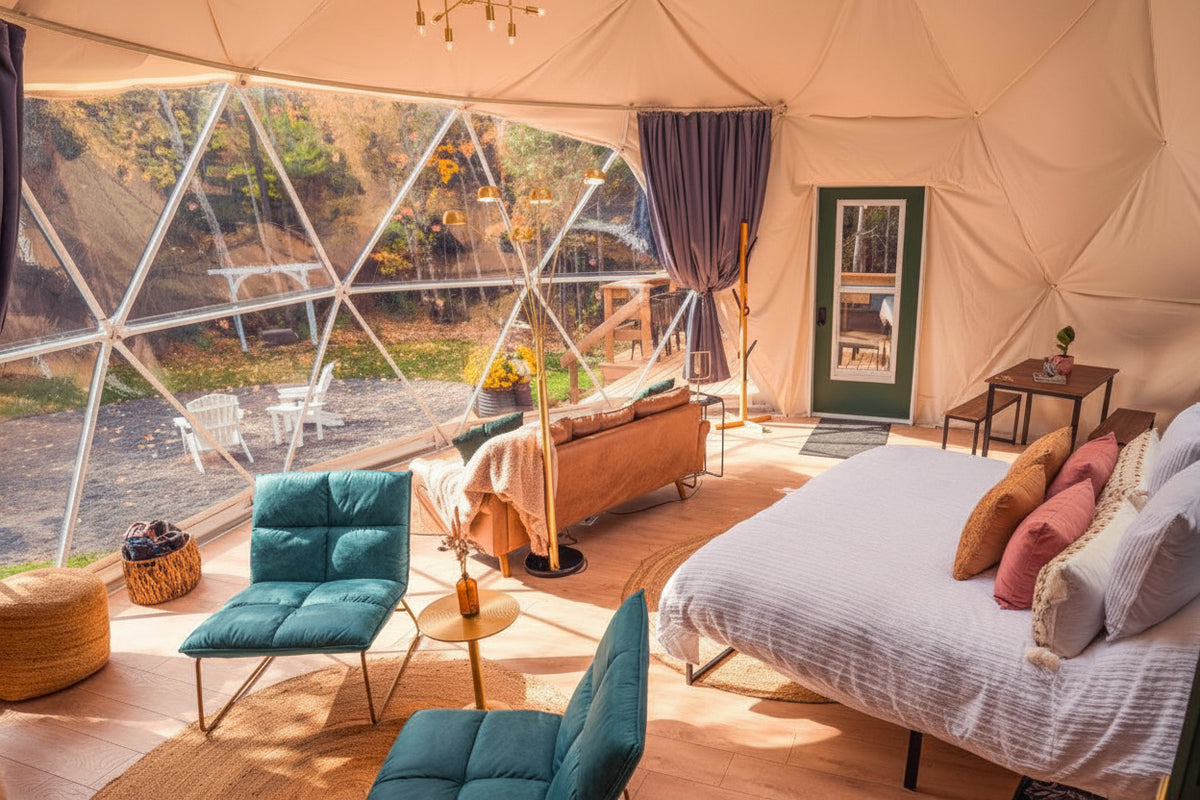 4-Season DELUXE Glamping Package Dome - 26'/8m - Phoenix Domes