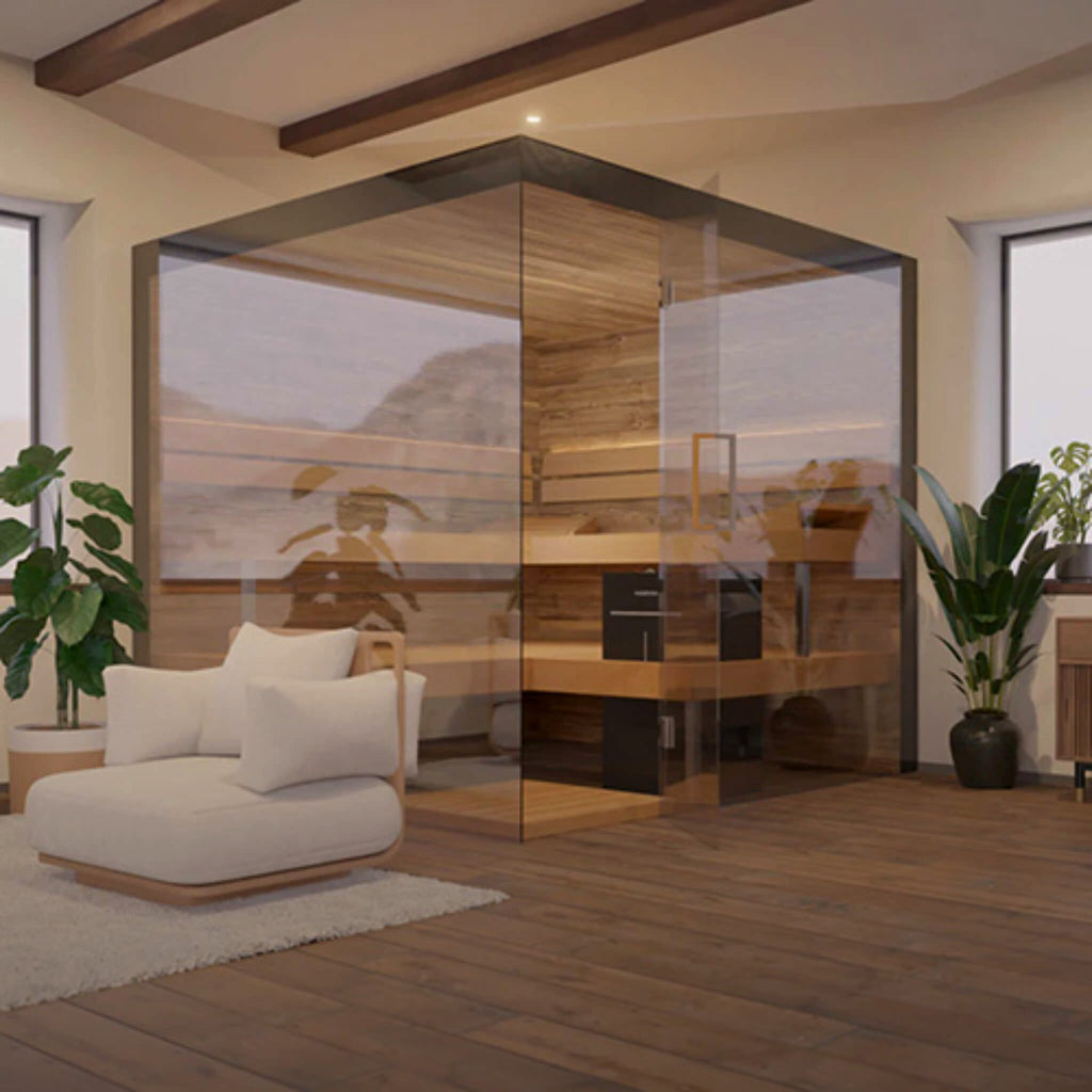__tsh_featured__ ThermaSol Lumaria 2-5 Person Indoor Glass Sauna Cabin [14-LU
