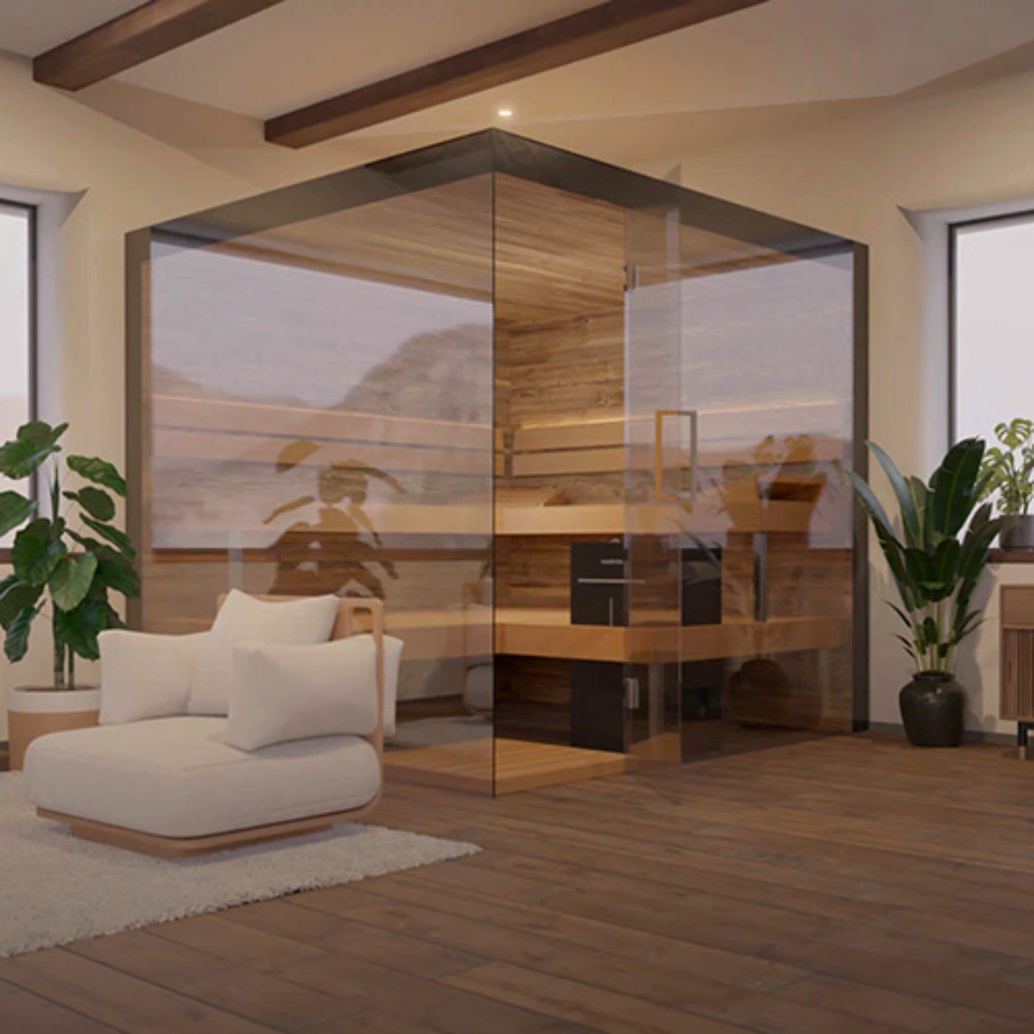 __tsh_featured__ ThermaSol Lumaria 2-5 Person Indoor Glass Sauna Cabin [14-LU