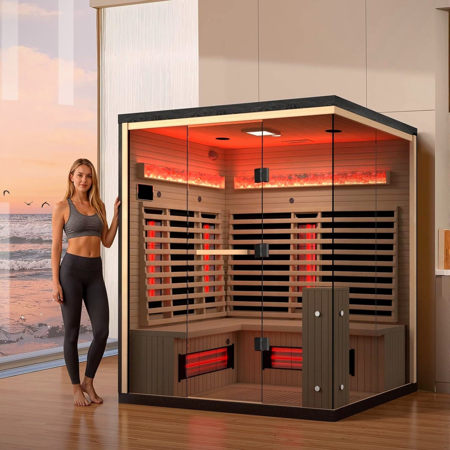 __tsh_featured__ Rövia Ember 4-Person Full-Spectrum Infrared Sauna With Himal