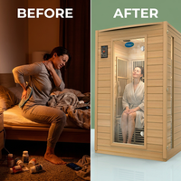 Durasage 2-Person Carbon Infrared Sauna — Canadian Hemlock — Before & After