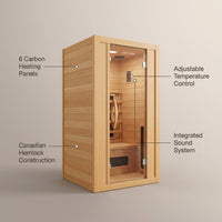 Durasage 2-Person Carbon Infrared Sauna — Canadian Hemlock — infographic
