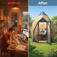 Zomes Studio — Outdoor Studio Pod — Before & After