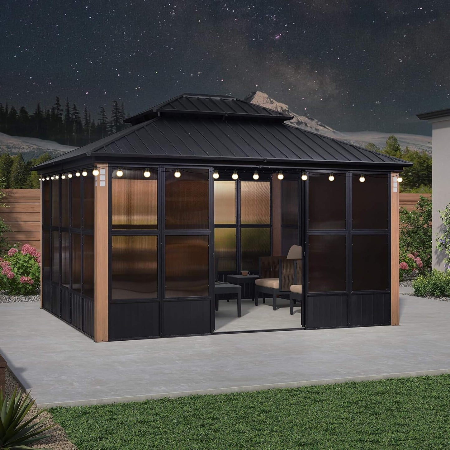Alora Oasis — Heavy-Duty Hardtop Sunroom with LED Lighting