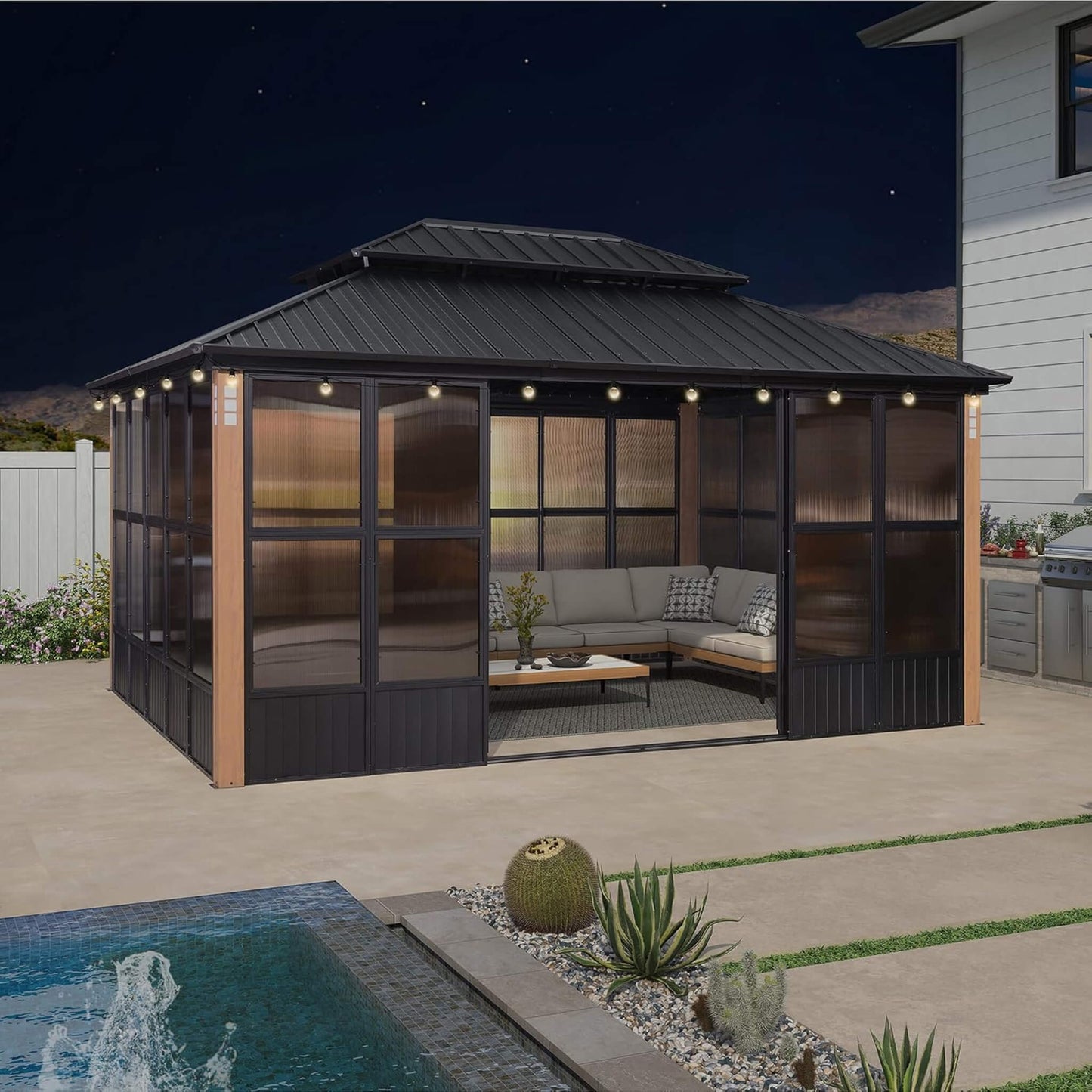 Alora Oasis — Heavy-Duty Hardtop Sunroom with LED Lighting