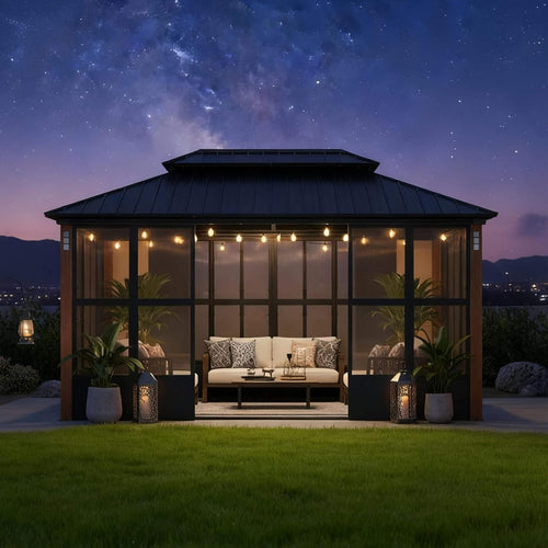 Alora Oasis — Heavy-Duty Hardtop Sunroom with LED Lighting