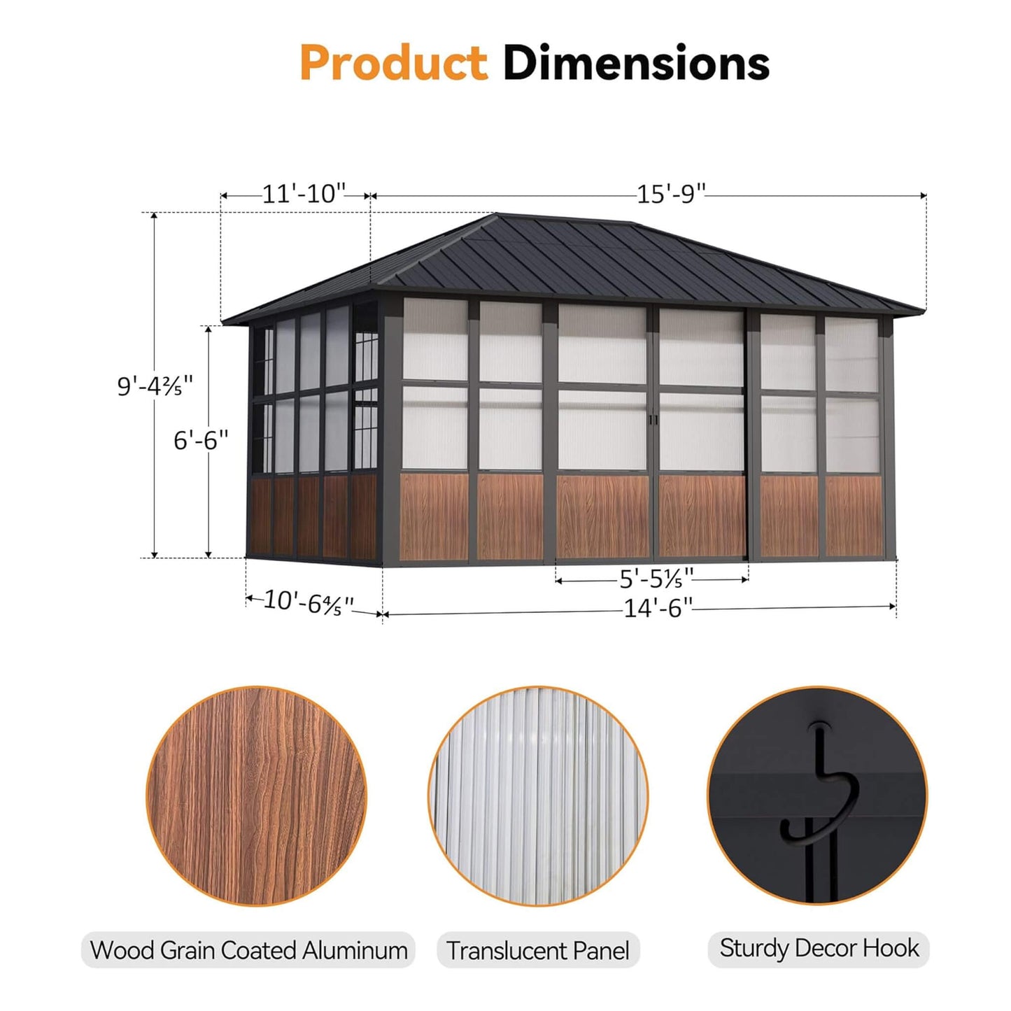 Alora Grandview — Hardtop Aluminum Sunroom with Sliding Doors