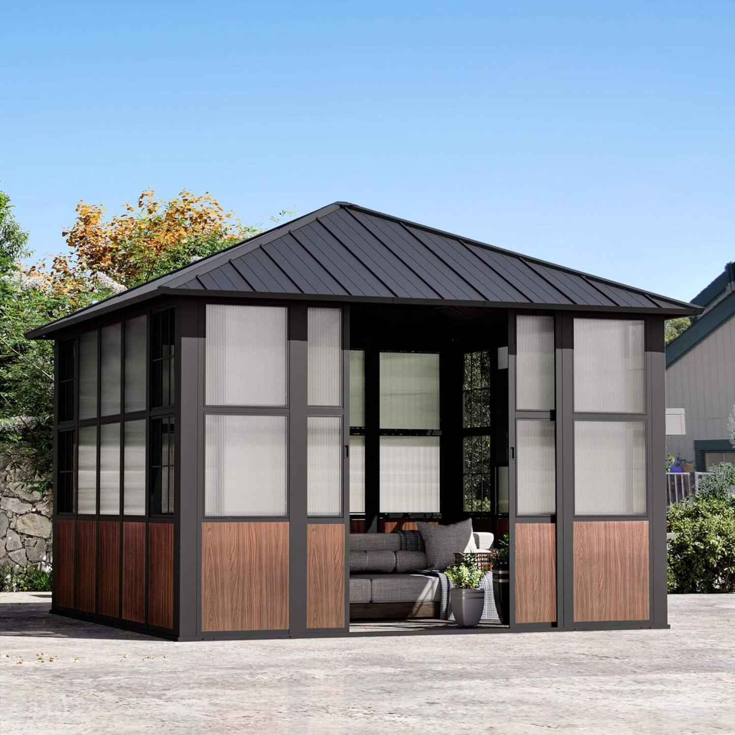 Alora Grandview — Hardtop Aluminum Sunroom with Sliding Doors