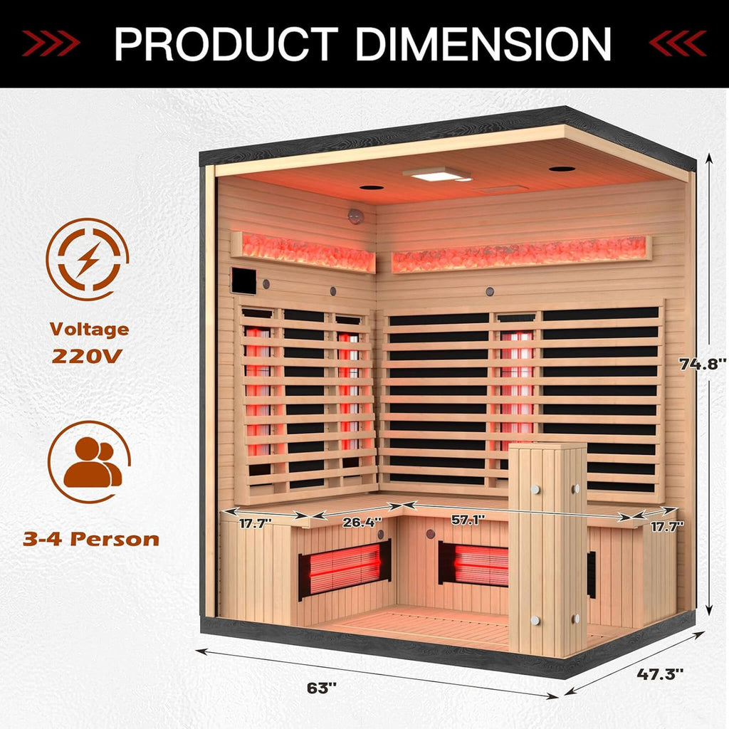 Rövia Ember — 4-Person Infrared Sauna with Himalayan Salt