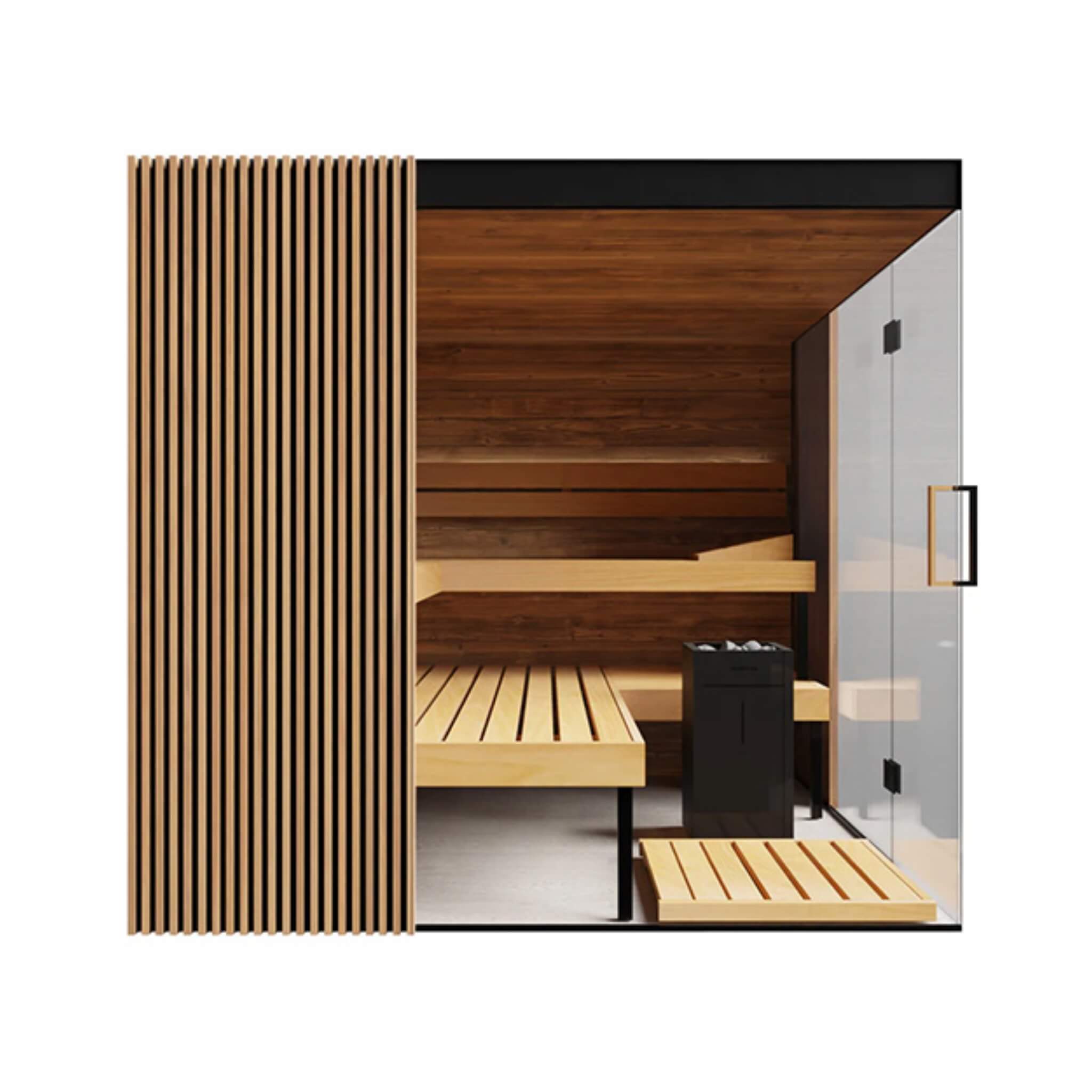 ThermaSol Aalto — 4-Person Indoor Panoramic Glass Sauna