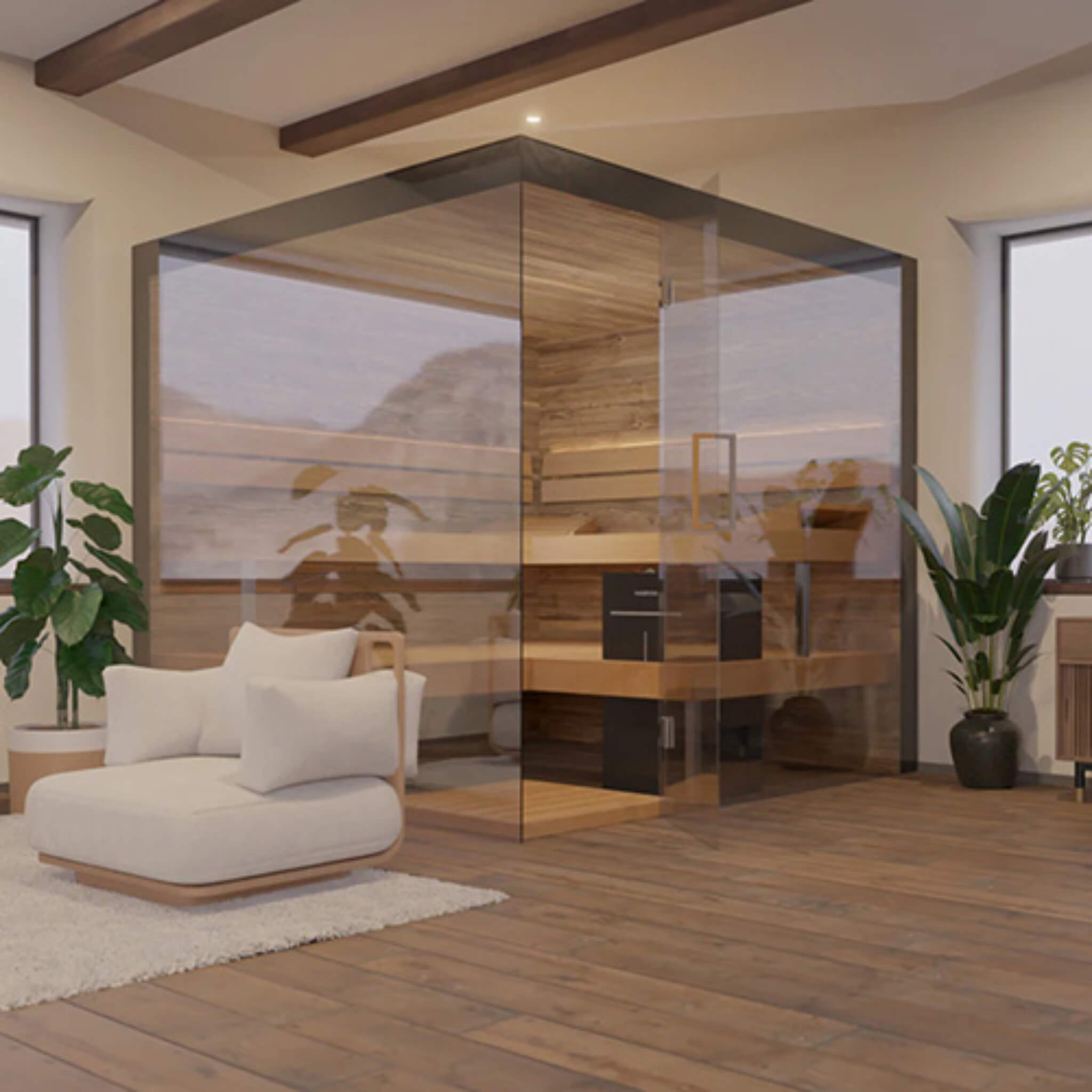 ThermaSol Lumaria — 2–5 Person Indoor Glass Sauna Cabin